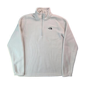 North face White Fleece Thermal Grid Knit 1/4 Zip Pullover Jacket Mens Medium M